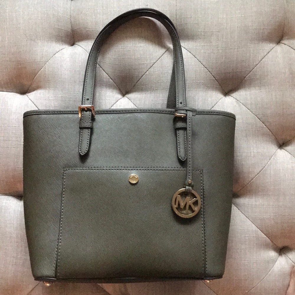 Michael Kors Jetset Pocket Tote- Army Green